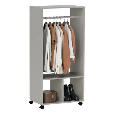 HOMCOM Open Wardrobe Clothes Rail Bedroom Clothes Storage Rod Shelves Grey