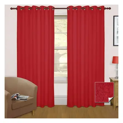 (W 167cm x Drop 137cm, Wine) Thermal Blackout Eyelet Curtain Pair