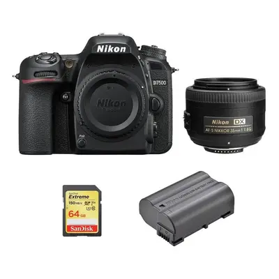 NIKON D7500+AF-S 35MM F1.8G+SanDisk Extreme 64G SD+EN-EL15A Battery