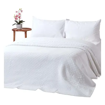 (White, x cm) Cotton Contemporary Diamond Pattern MatelassÃ© Bedspread