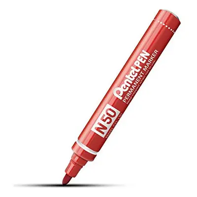 Pentel N50 Permanent Marker Bullet Tip with Aluminium Barrel Waterproof Ink - Red