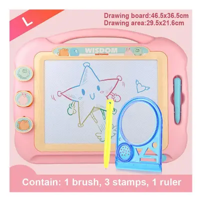 (L pink) Kids Big Size Erasable Magnetic Writing Drawing Painting Board Set Montessori Education