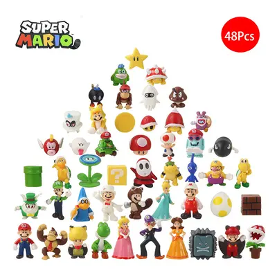 (SuperMarioSet) Pcsset Super Mario Bros Luigi Model Doll Toys Action Figures Cake Decoration