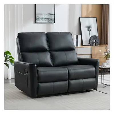 (Black) MADRID SEATER MANUAL AIR LEATHER RECLINER SOFA