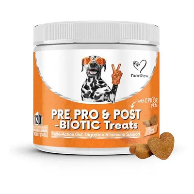 NutriPaw Pre, Pro & Postbiotic Digestive Treats For Dogs - Gut Health, Sensitive Tums, Anal Glan