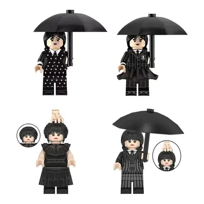 4pcs American Drama Wednesday Adams Minifigures Toys Fit Lego