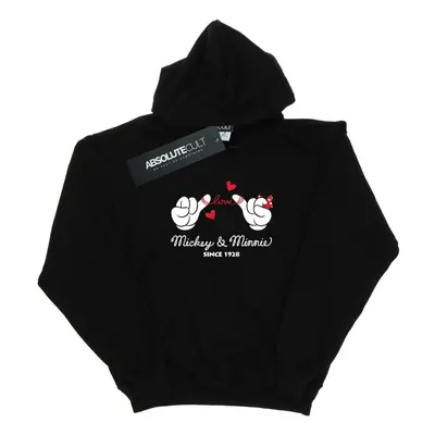 (S, Black) Disney Womens/Ladies Mickey Mouse Love Hands Hoodie