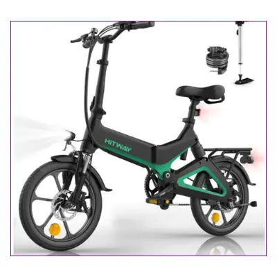 (Black + Green) HITWAY E-Bike BK2 Folding Electric Bike 250W Pedelec 35-70km Scope Grey