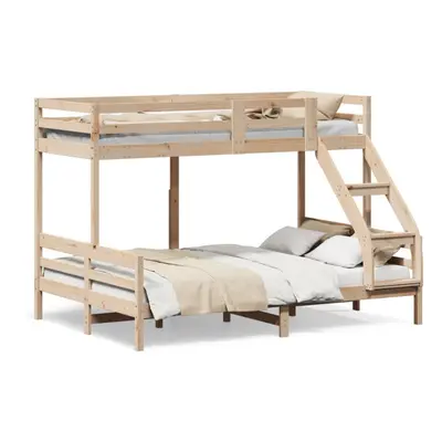 (natural) vidaXL Bunk Bed Kids Twin Sleeper 90x200/140x200 cm White Solid Wood Pine