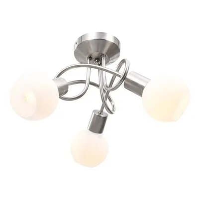 Ceiling Lamp with Ceramic Shades for E14 Bulbs White Bowl