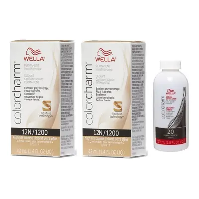 (12N+12N+Developer (Vol. 20) 3.6oz) Wella Color Charm Permanent Liquid Haircolor