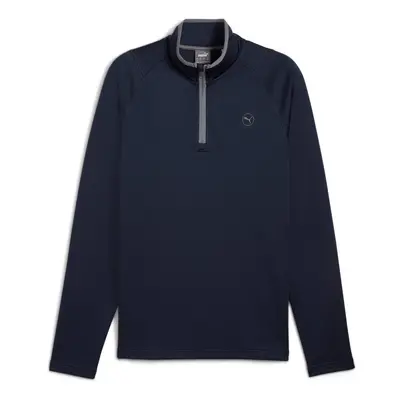 (M, Deep Navy) Puma Golf Mens Waffle Fleece Moisture Wicking Breathable 1/4 Zip Sweater