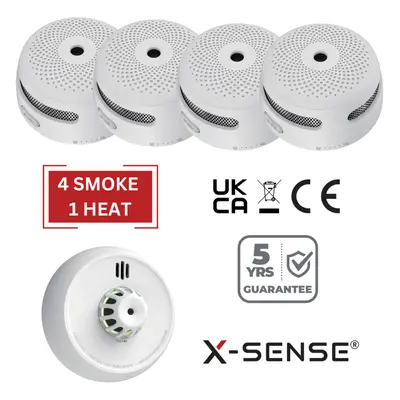 (4 Smoke / Heat) Smoke Detectors Heat Alarms and CO Detector Sets