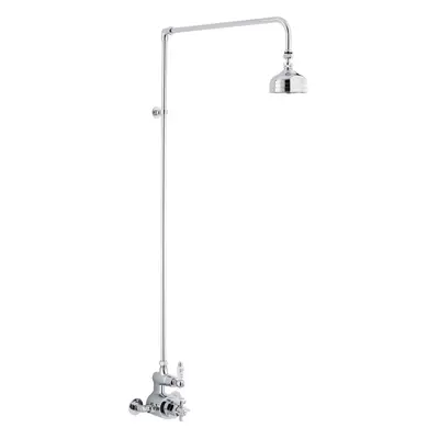 Traditional Twin Exposed Thermostatic Shower Valve & Rigid Riser Kit - Chrome