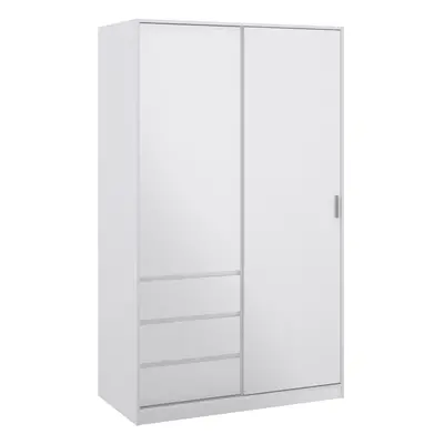 Naia Wardrobe with Sliding door + door + drawers in White High Gloss