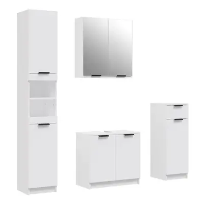 (White) vidaXL Bathroom Cabinet Set Piece Engineered Wood Vanity Unit Multi Colours