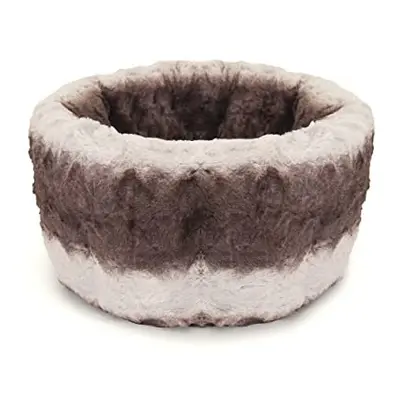 40 Winks Grey & Cream Snuggle Plush Round Bed, For Dogs & Cats, 40cm