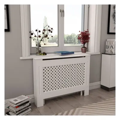 vidaXL 2x Radiator Covers White MDF Living Room Bedroom Heater Cabinet Shelf