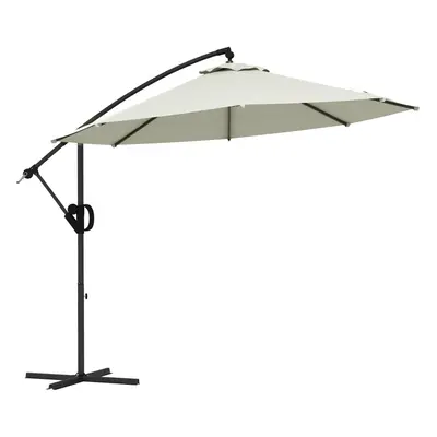 Outsunny 3(m) Cantilever Parasol with Cross Base, Crank Handle, Tilt, Cream