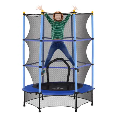 HOMCOM 4.6FT Kids Trampoline with Safety Enclosure for Ages Years Blue