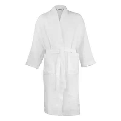 (L/XL, White) Towel City Waffle GSM Bath Robe / Towel