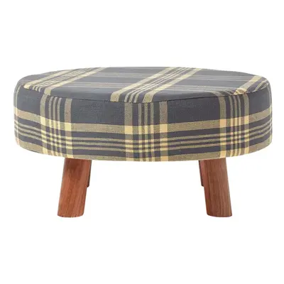 (62 x x cm) Grey and Yellow Tall Tartan Fabric Stool with Legs