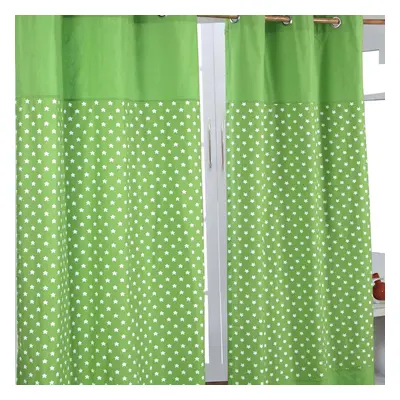 (W 137cm x Drop cm, Green) Cotton Stars Ready Made Eyelet Curtain Pair