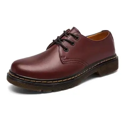 (Red, UK 11=EU 46=280 mm) Men's Martin Boots 3-Eye Black Smooth Oxford Sole Leather Shoes Class 