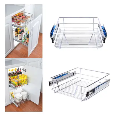 (400mm, 2pcs) Kitchen Pull Out Wire Baskets Base Storage Unit