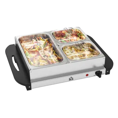 HOMCOM 4.5L Electric Food Warmer Buffet Server with Lids Cool Touch Handles