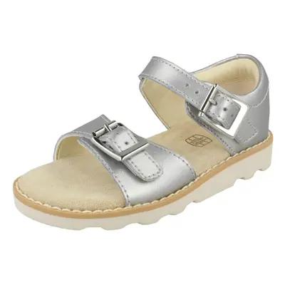 (UK Infant, Silver) Girls Clarks Casual Summer Sandals Crown Bloom T - F Fit