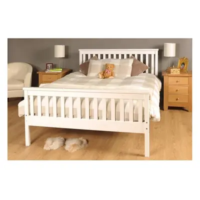 (5ft Kingsize, White) Talsi Wooden Bed Frame With Lucy Mattress | Wooden Bed Frame