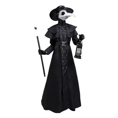 (Black, 4XL) Adult Age Middle Halloween Punk Style Plague Doctor Costume Crow Longbilled Bird