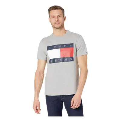 Tommy Hilfiger mens Tommy Jeans Short Sleeve Logo T Shirt Grey Heathe