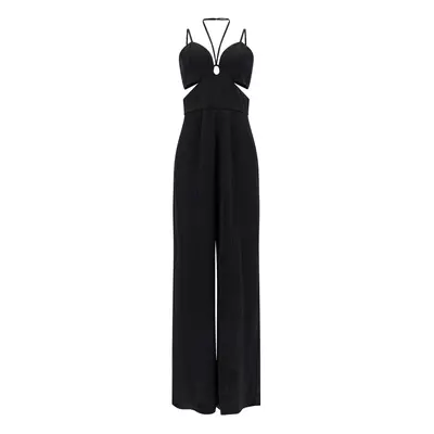 GUESS Womens Sleeveless Remi Satin Jumpsuit Jet Black