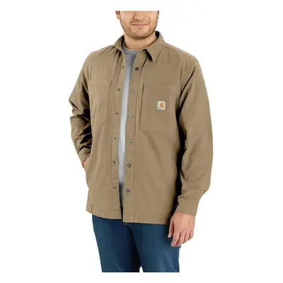 Carhartt Men's Rugged Flex Relaxed Fit Canvas Fleece-Lined Snap-Front