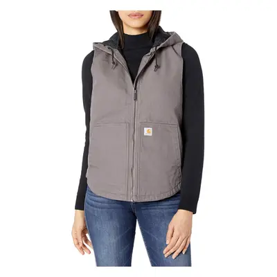 carhartt Womens Washed Duck Hooded Vest taupe gray X-Large