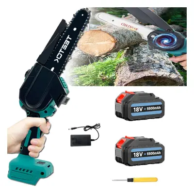 Small Cordless Chainsaw Electric Garden wood Cutter Saw Inch+2x5.5A Battery+Charger-Makita Compa