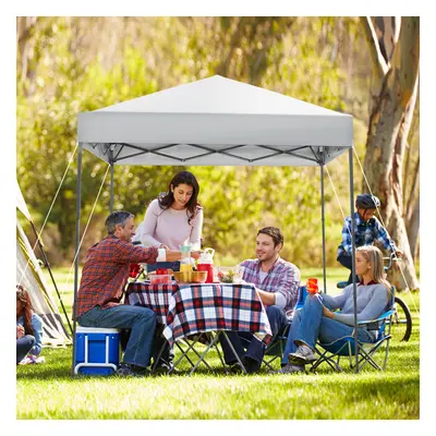 2x2M Pop-up Canopy Pop Up Tent Sun Shelter w/ Adjustable Heights White