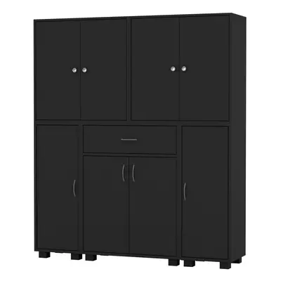 (Black) Door Shelf Drawer Storage Cabinet Bookcase