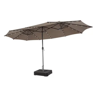 4.5m Double-sided Patio Umbrella Large Twin Umbrella w/Handle-Coffee