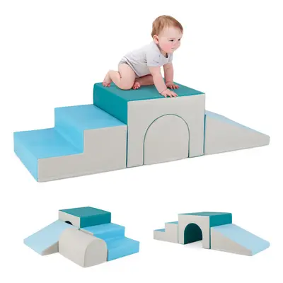 4-Piece Infant Baby Climb and Crawl Foam Block Play Set-Blue