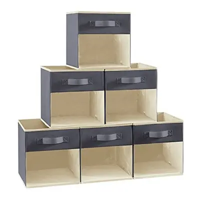 Cube Storage Boxes Set of 6, Fabric Storage Box with a Clear Window and Handles, Foldable Storag