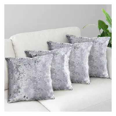 Cushions luxurious Set of Silver & Grey diamante Sparkle Crushed Velvet Cover