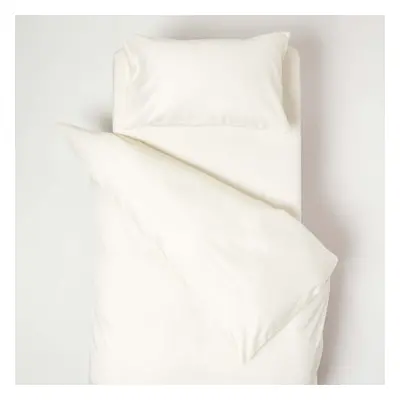 (Cream) Organic Cotton Cot Bed Duvet Cover with Pillowcase Thread Count