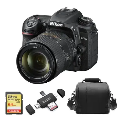 Nikon D7500+Af-S 18-300Mm F3.5-6.3G Ed Vr Dx+64Gb Card+Bag+Card Reader