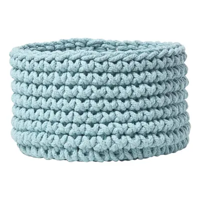 (Pastel Blue) Cotton Knitted Round Storage Basket, x cm