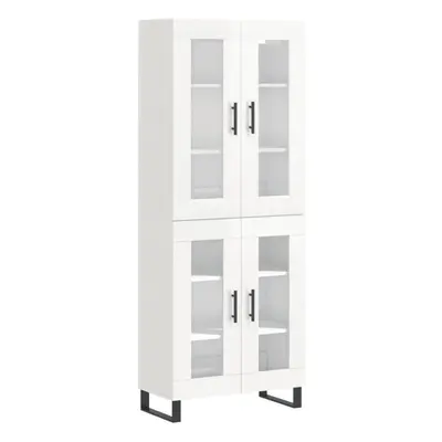 vidaXL Highboard Sideboard Cupboard Cabinet High Gloss White Engineered Wood