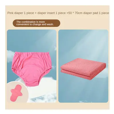 (pink set XL) Elderly Adult Cloth Diaper Incontinence Underwear Leak-proof Bedwetting Paralysis 