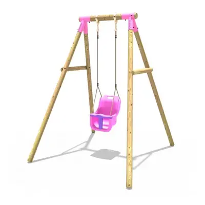 Rebo Wooden Garden Swing Set with Baby Seat - Pluto Pink